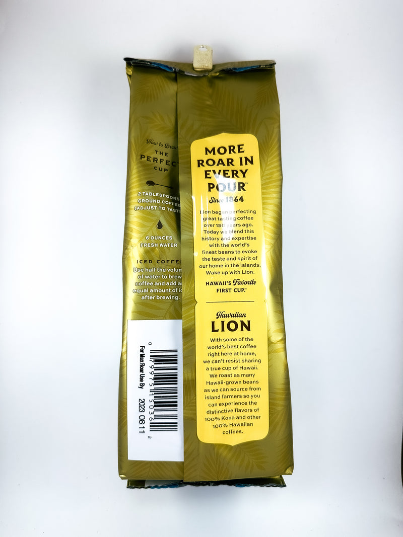 Hawaiian Lion 24K Gold Roast 100% Kona Coffee (Medium-Light Roast)